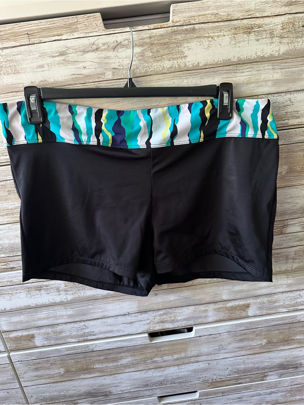 🩱 South Point 18W Black Swim Shorts Colorful Waistband Plus Size